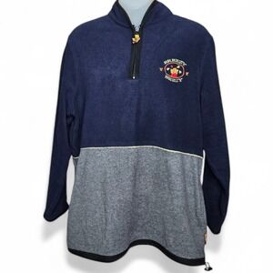 Disney Womens Retro Pooh Bear Fleece Pullover Size Medium Breezy Beezy Blue Gray